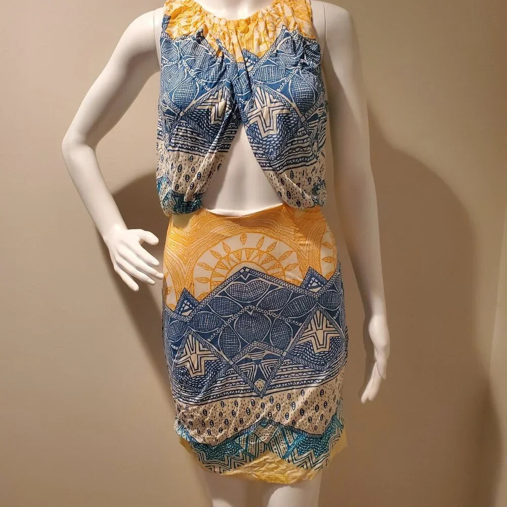 Mara Hoffman Printed Keyhole Dress Desert Ivory XS